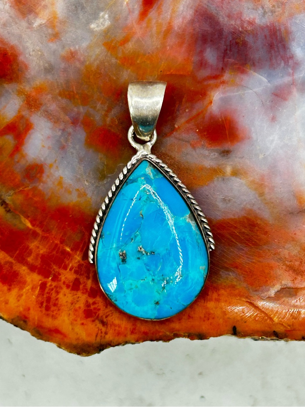 Sterling Silver Blue Turquoise Pendant